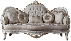 Luxus Barock Wohnzimmer Sofa Grau Weiß Gold Luxury Baroque Living Room Sofa Gray White Gold