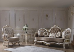 Casa Padrino luxury baroque sofa brown / white / gold 220 x 80 x H. 124 cm - Magnificent living room sofa with decorative pillows - Baroque Furniture