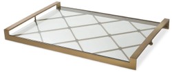 Luxus Designer Edelstahl Tablett Serviertablett mit Glasplatte Messing Luxury Designer Stainless Steel Serving Tray with Glass Top Brass