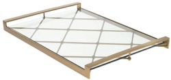 Luxus Designer Edelstahl Tablett Serviertablett mit Glasplatte Messing Luxury Designer Stainless Steel Serving Tray with Glass Top Brass