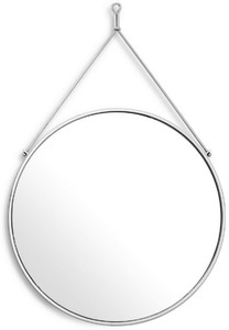 Casa Padrino espejo de pared de acero inoxidable de lujo plata Ø 65 x 3 x A. 97 cm - Espejo de Armario - Espejo de Sala de Estar - Espejo de Dormitorio - Colección de Lujo