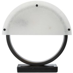 Casa Padrino lampada da tavolo di design bronzo / alabastro 30 x 10 x A. 30,5 cm - Lampada da scrivania moderna con base in marmo e 2 paralumi semicircolari in alabastro - Luci Design