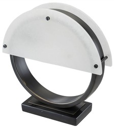 Casa Padrino lampada da tavolo di design bronzo / alabastro 30 x 10 x A. 30,5 cm - Lampada da scrivania moderna con base in marmo e 2 paralumi semicircolari in alabastro - Luci Design