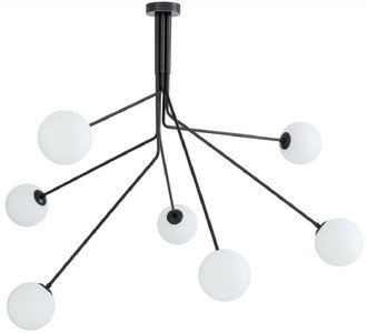 Casa Padrino Luxus Halogen Kronleuchter Bronzefarben / Weiß 192 x 192 x H. 85 cm - Moderner dimmbarer Kronleuchter mit runden Glas Lampenschirmen - Luxus Kollektion