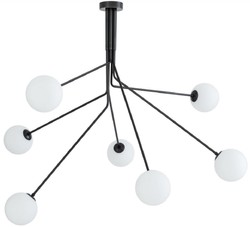 Casa Padrino lámpara de araña halógena de lujo bronce / blanco 192 x 192 x A. 85 cm - Lámpara de araña moderna regulable con pantallas de vidrio redondas - Colección de Lujo