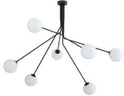 Casa Padrino lámpara de araña halógena de lujo bronce / blanco 192 x 192 x A. 85 cm - Lámpara de araña moderna regulable con pantallas de vidrio redondas - Colección de Lujo