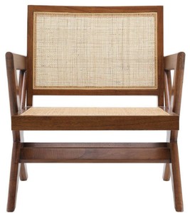 Casa Padrino Luxus Wohnzimmer Sessel Braun / Naturfarben 75 x 74 x H. 88 cm - Massivholz Sessel mit Rattangeflecht - Luxus Möbel