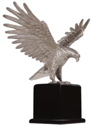 Casa Padrino figure en bronze de luxe aigle argent / noir 40 x 20 x H. 37 cm - Sculpture en bronze argenté avec base - Décoration de bureau - Décoration de salon - Qualité de Luxe