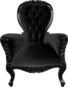 Sillón barroco de lujo Casa Padrino Flowers Negro / Negro - Calidad de lujo Sillón barroco de lujo Casa Padrino Flowers Negro / Negro - Calidad de lujo