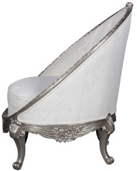 Casa Padrino sillón barroco de lujo blanco / plata 80 x 87 x A. 100 cm - Sillón de salón noble en forma de huevo - Muebles de salón barrocos