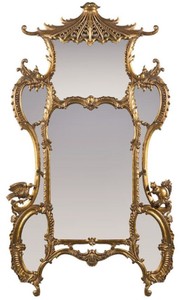 Casa Padrino luxury baroque mirror antique gold 128 x 8 x H. 223 cm - Magnificent hand carved wall mirror in baroque style - Antique style wardrobe mirror - Living room mirror - Baroque Furniture