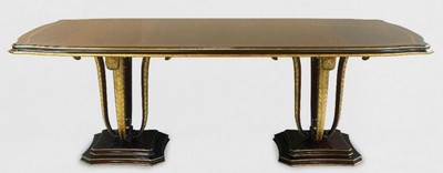 Casa Padrino tavolo da pranzo barocco di lusso marrone / oro 240 x 110 x A. 78 cm - Tavolo da cucina in legno massello nobile con piume decorative intagliate a mano - Mobili per sala da pranzo barocco