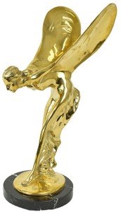 Casa Padrino sculpture en bronze de luxe dame aux ailes or / noir 26 x 35 x H. 52 cm - Noble figure en bronze avec socle en marbre - Accessoires de décoration de luxe