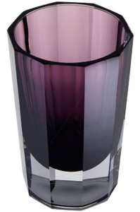 Casa Padrino Luxus Deko Glas Vase Lila Ø 12 x H. 18 cm - Elegante handgefertigte 8-eckige Blumenvase - Deko Accessoires