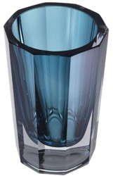 Casa Padrino vase en verre décoratif de luxe bleu Ø 12 x H. 18 cm - Élégant vase à fleur octogonal fait main - Accessoires de Décoration