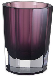 Casa Padrino luxury decorative glass vase purple Ø 11 x H. 15 cm - Elegant handmade octagonal flower vase - Decorative Accessories