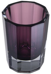 Casa Padrino vase en verre décoratif de luxe violet Ø 11 x H. 15 cm - Élégant vase à fleur octogonal fait main - Accessoires de Décoration