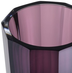 Casa Padrino vase en verre décoratif de luxe violet Ø 11 x H. 15 cm - Élégant vase à fleur octogonal fait main - Accessoires de Décoration