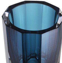 Casa Padrino florero de vidrio decorativo de lujo azul Ø 11 x A. 15 cm - Elegante jarrón de flores octogonal hecho a mano - Accesorios Decorativos