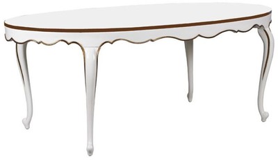 Casa Padrino tavolo da pranzo barocco di lusso bianco / oro 207 x 114 x A. 78 cm - Tavolo da cucina ovale in mogano - Mobili per sala da pranzo barocco - Qualità di Lusso