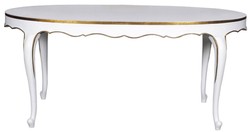 Luxus Barock Mahagoni Esstisch Oval Weiß Gold Luxury Baroque Mahogany Dining Table Oval White Gold
