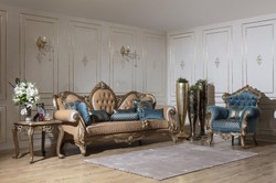 Luxus Barock Wohnzimmer Sofa Braun Gold Luxury Baroque Living Room Sofa Brown Gold
