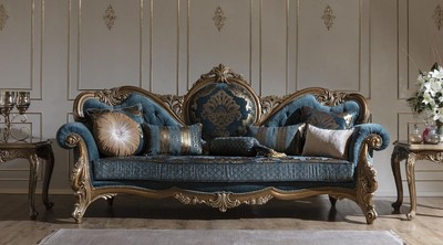 Luxus Barock Wohnzimmer Sofa Blau Gold Luxury Baroque Living Room Sofa Blue Gold