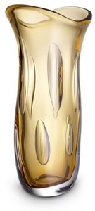 Casa Padrino luxury decorative glass vase orange 19 x 14 x H. 39 cm - Elegant flower vase made of hand blown glass - Decorative Accessories