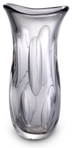 Casa Padrino luxury decorative glass vase gray 19 x 14 x H. 39 cm - Elegant flower vase made of hand blown glass - Decorative Accessories