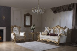 Casa Padrino sofá barroco de lujo blanco / oro 248 x 108 x A. 122 cm - Sofá de salón con patrón elegante y cojines decorativos - Magníficos muebles barrocos
