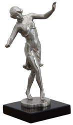 Luxus Deko Bronze Skulptur Figur Tanzende Frau Silber Schwarz Deco Bronze Sculpture Figure Dancing Lady Silver Black
