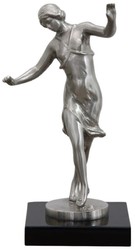 Luxus Deko Bronze Skulptur Figur Tanzende Frau Silber Schwarz Deco Bronze Sculpture Figure Dancing Lady Silver Black