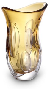 Casa Padrino luxury decorative glass vase orange 20 x 13 x H. 30 cm - Elegant flower vase made of hand blown glass - Decorative Accessories
