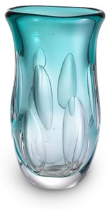 Casa Padrino luxury decorative glass vase turquoise 20 x 13 x H. 30 cm - Elegant flower vase made of hand blown glass - Decorative Accessories