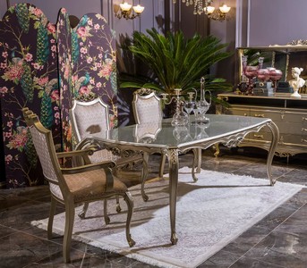 Casa Padrino luxury baroque dining room set pink / silver - 1 Dining Table & 6 Dining Chairs - Dining Room Furniture in Baroque Style - Noble & Magnificent
