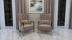 Casa Padrino luxury Art Deco velvet armchair gray / black / silver 70 x 75 x H. 100 cm - Noble living room armchair - Luxury Quality - Art Deco Furniture
