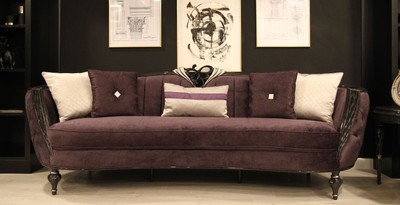 Luxus Barock Wohnzimmer Sofa Lila Schwarz Silber Luxury Baroque Living Room Sofa Purple Black Silver