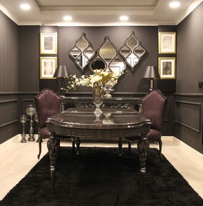 Casa Padrino luxury baroque dining room set purple / gray / black / silver - 1 Dining Table & 6 Dining Chairs - Dining room furniture in baroque style - Noble baroque furniture