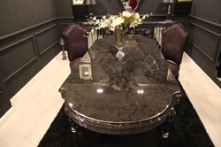 Casa Padrino luxury baroque dining room set purple / gray / black / silver - 1 Dining Table & 6 Dining Chairs - Dining room furniture in baroque style - Noble baroque furniture