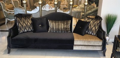 Luxus Barock Wohnzimmer Sofa Schwarz Gold Luxury Baroque Living Room Sofa Black Gold