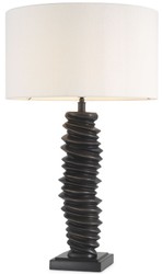 Casa Padrino lampe de table de luxe bronze / noir / blanc Ø 45 x H. 75 cm - élégante lampe de bureau avec base en granit - Luminaires de Luxe