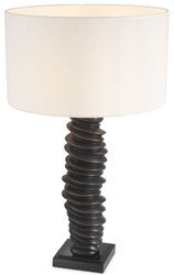 Casa Padrino lampe de table de luxe bronze / noir / blanc Ø 45 x H. 75 cm - élégante lampe de bureau avec base en granit - Luminaires de Luxe