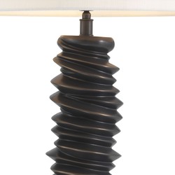 Casa Padrino lampe de table de luxe bronze / noir / blanc Ø 45 x H. 75 cm - élégante lampe de bureau avec base en granit - Luminaires de Luxe