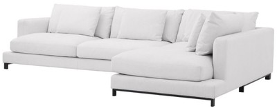 Casa Padrino divano ad angolo di lusso bianco / nero 320 x 200 x A. 64 cm - Divano da soggiorno nobile con cuscini - Mobili di Lusso - Qualità di Lusso