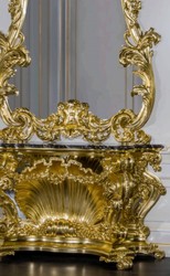 Casa Padrino ensemble de meubles baroques de luxe console avec miroir or / noir - Magnifique console sculptée à la main avec miroir mural - Mobilier de Château de Restaurant d'Hôtel - Qualité de Luxe