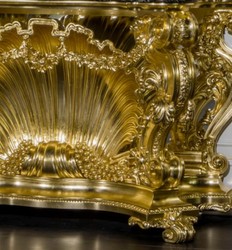 Casa Padrino ensemble de meubles baroques de luxe console avec miroir or / noir - Magnifique console sculptée à la main avec miroir mural - Mobilier de Château de Restaurant d'Hôtel - Qualité de Luxe
