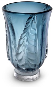 Casa Padrino luxury decorative glass vase blue Ø 24.5 x H. 35 cm - Elegant hand blown flower vase - Decoration Accessories