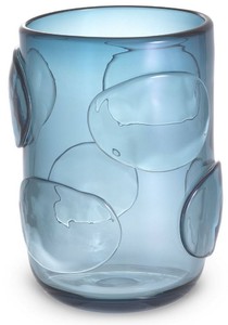 Casa Padrino luxury decorative glass vase blue Ø 19 x H. 27 cm - Elegant hand blown flower vase - Luxury Collection