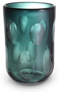 Casa Padrino luxury decorative glass vase green Ø 23.5 x H. 33 cm - Elegant hand blown flower vase - Living room decoration accessories