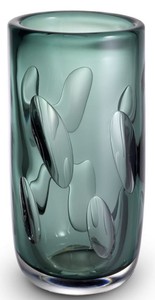 Casa Padrino luxury decorative glass vase green Ø 14 x H. 29 cm - Elegant hand blown flower vase - Living room decoration accessories